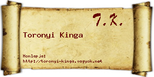 Toronyi Kinga névjegykártya